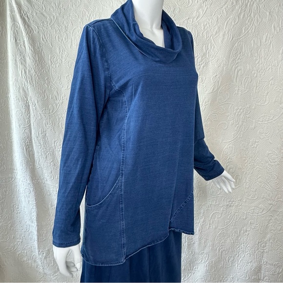 J.Jill Purejill Indigo Blue 2-Piece Pull-on Midi Skirt and Tunic - Picture 4 of 15